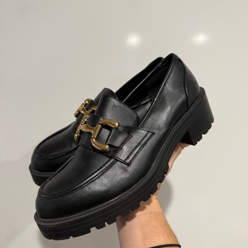 Anthropologie Parfois Chunky Black Mule Loafers